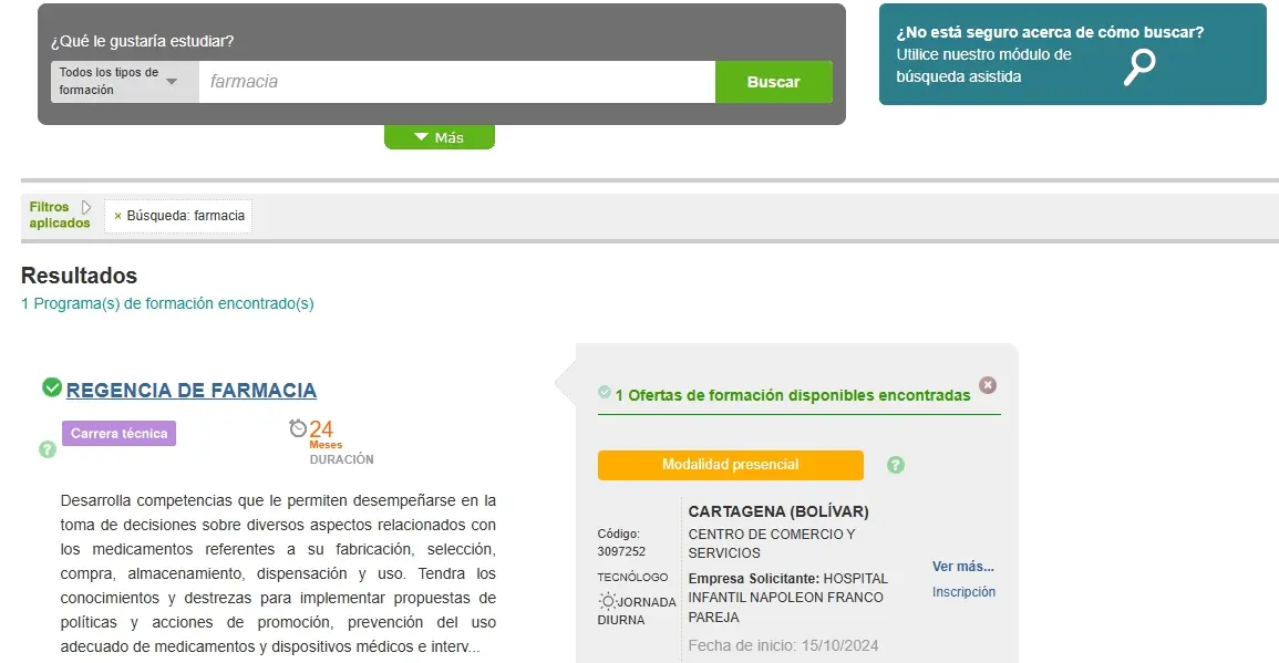 auxiliar de farmacia sena presencial